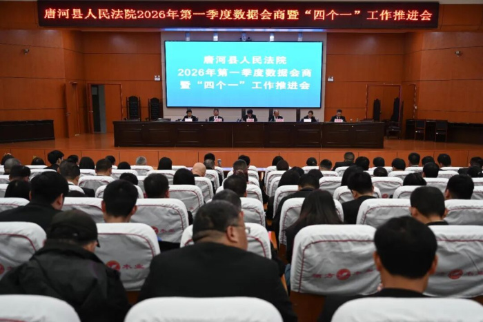 唐河县法院召开2026年第一季度数据会商暨“四个一”工作推进会